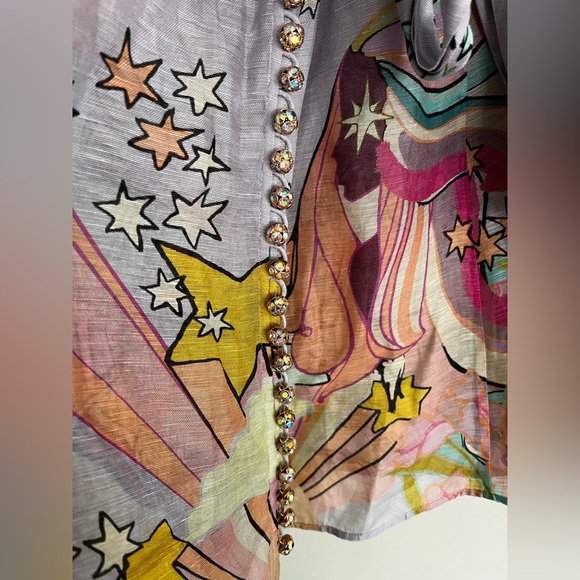 NWOT Zimmermann Concert Tie Neck Concert Lilac Collage Blouse Size XS/ AU 0 RARE - Picture 9 of 13